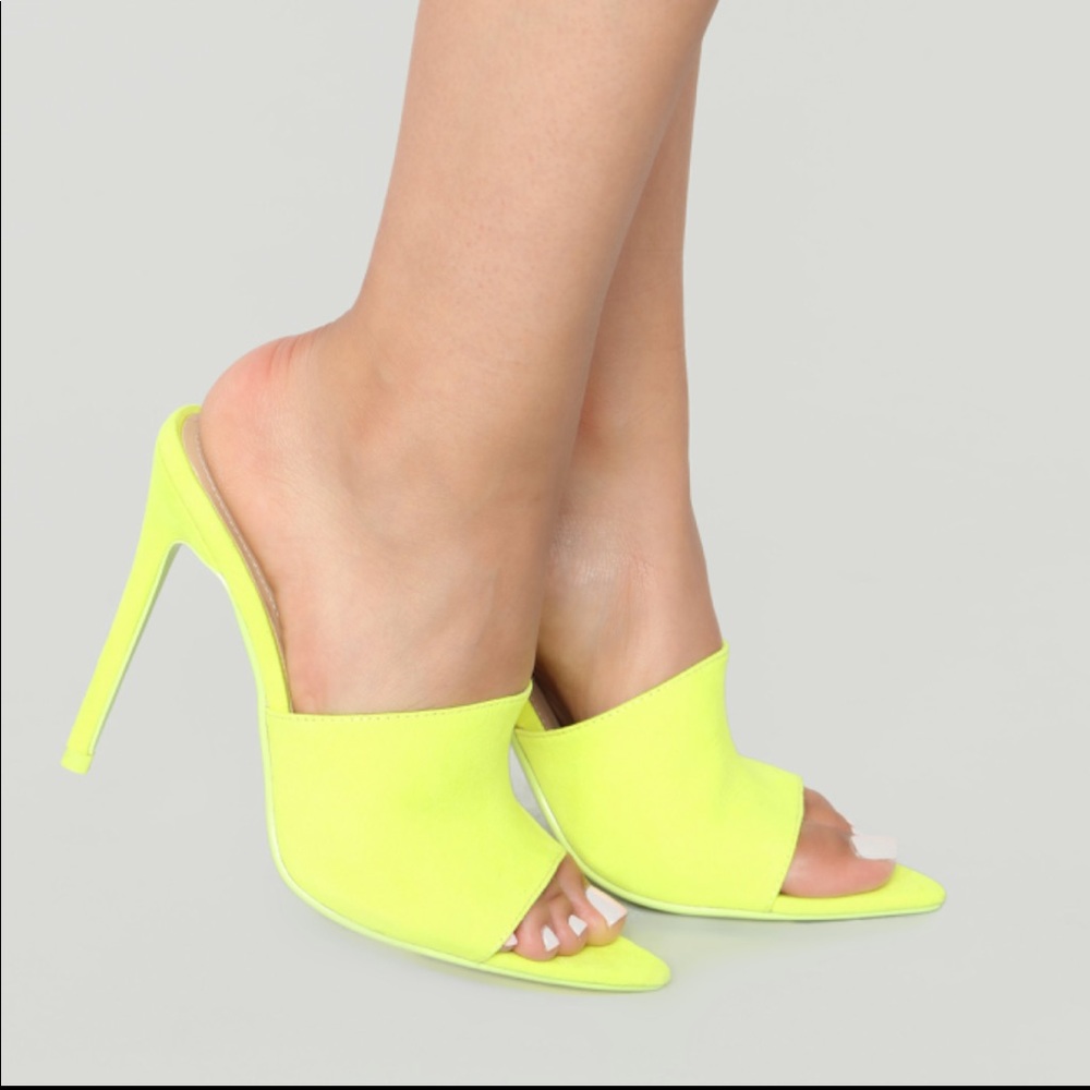 Neon Yellow Pointy Toe Mule